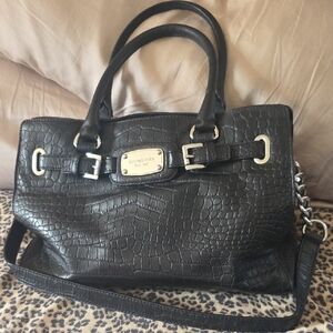 Michael Kors Black Embossed Satchel